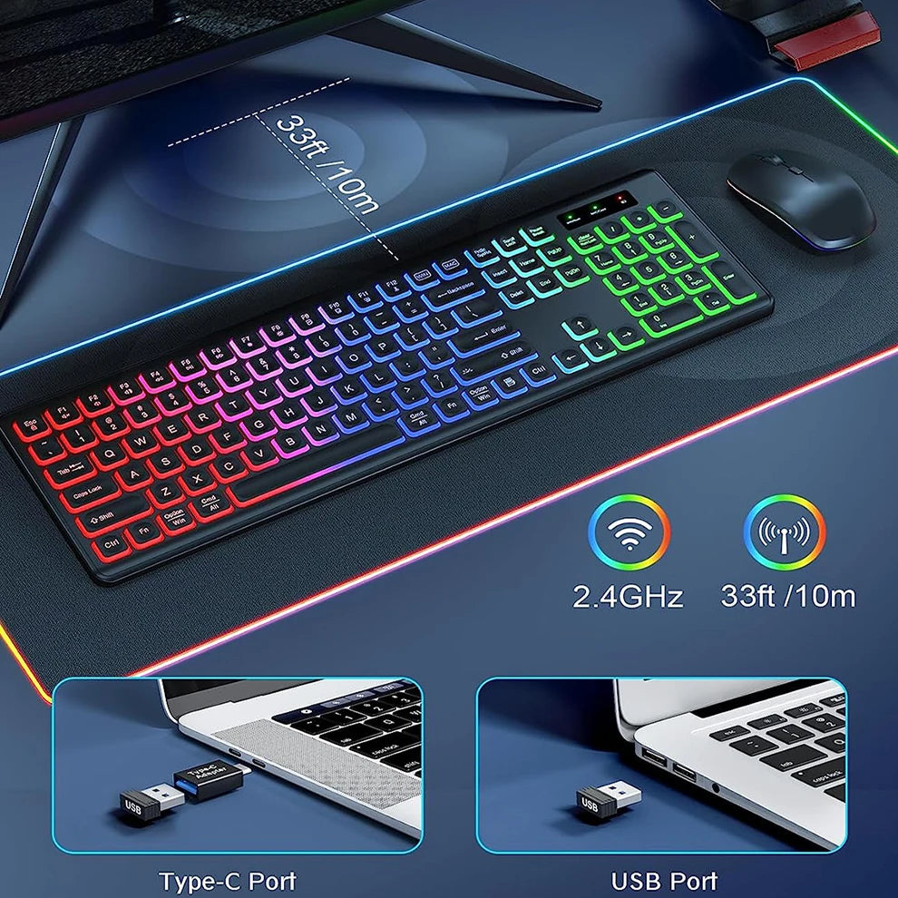 Smart RGB Ergonomic Keyboard and Mouse Combo